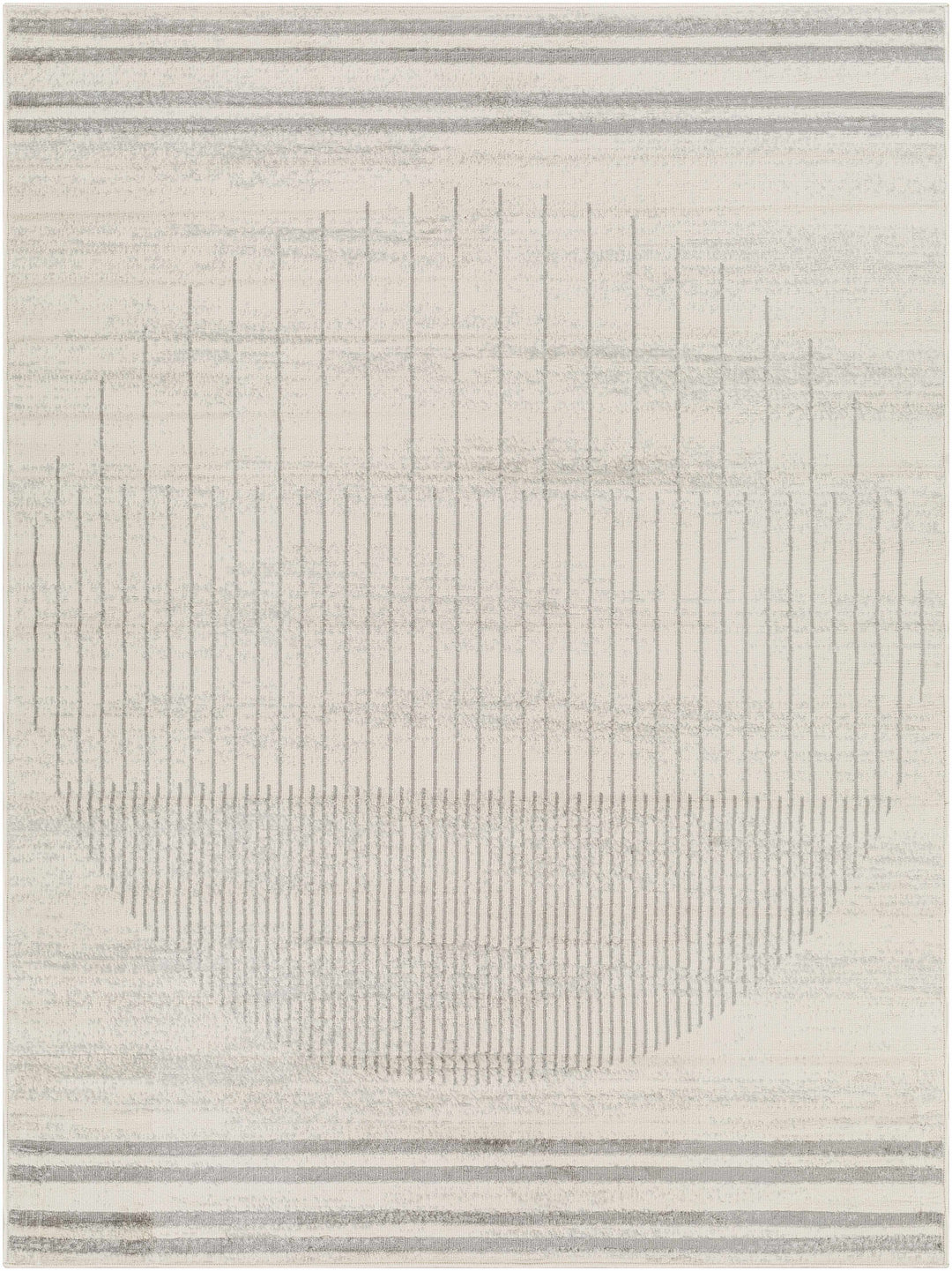 Dung Contemporary Geometrical Gray And Ivory Rug