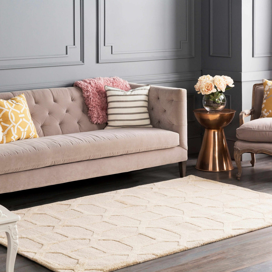 Dodgertown Contemporary Geometrical Beige Area Rug - The Rug Decor