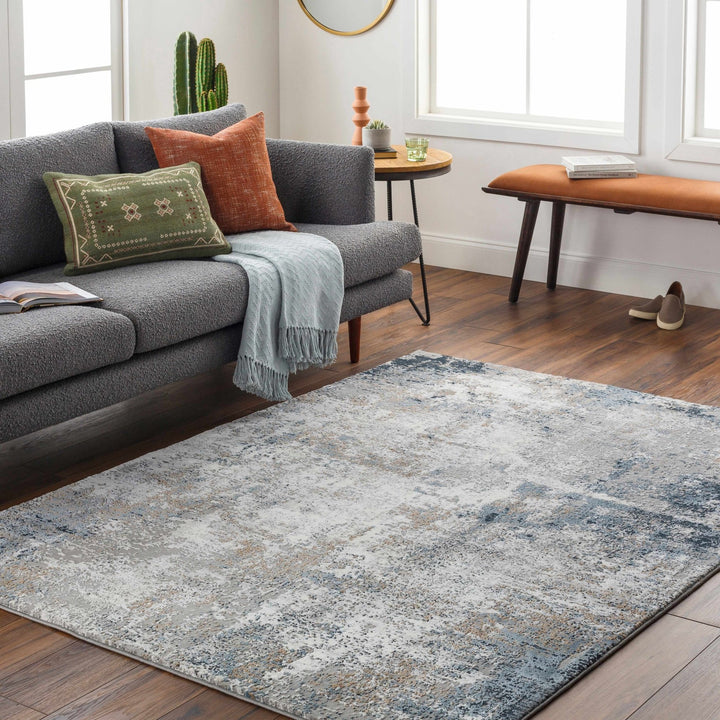Dolan Modern Abstract Design Gray And Blue Area Rug - The Rug Decor