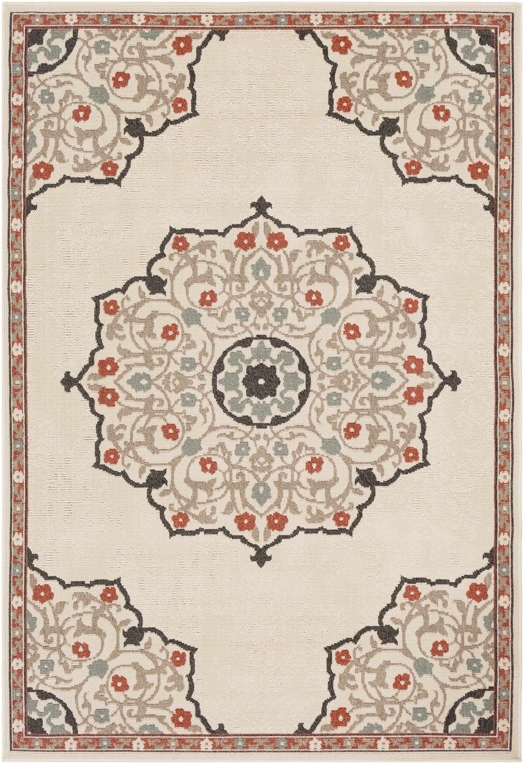 Dolomite Traditional Style Beige and Rust Outdoor Area Rug