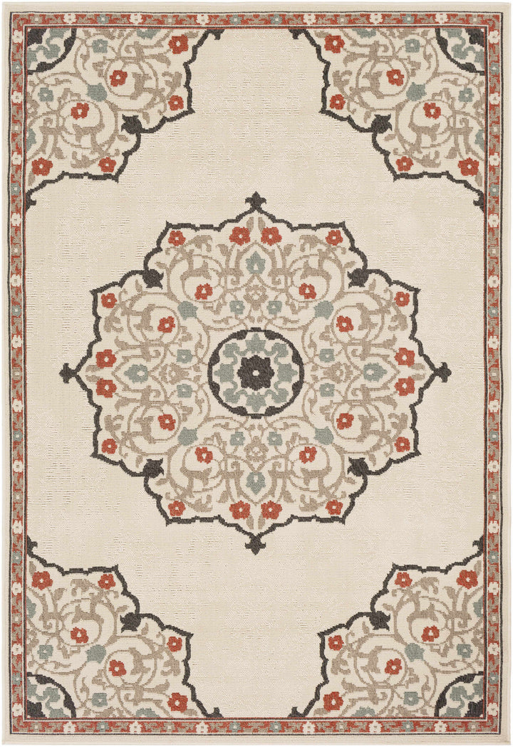 Dolomite Traditional Style Beige and Rust Outdoor Area Rug