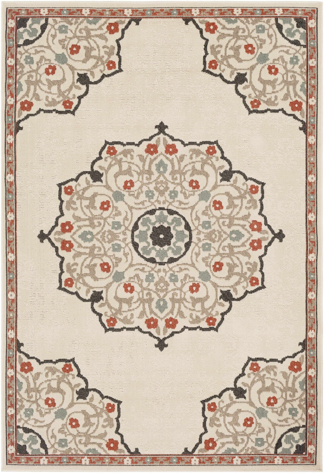 Dolomite Traditional Style Beige and Rust Outdoor Area Rug - The Rug Decor