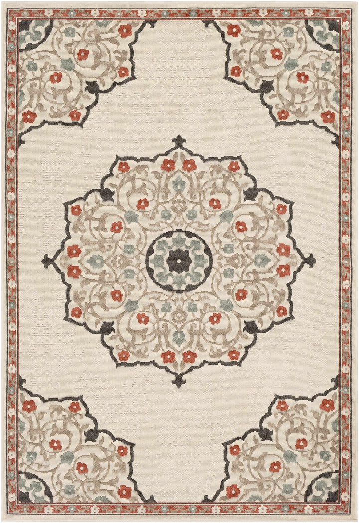 Dolomite Traditional Style Beige and Rust Outdoor Area Rug - The Rug Decor