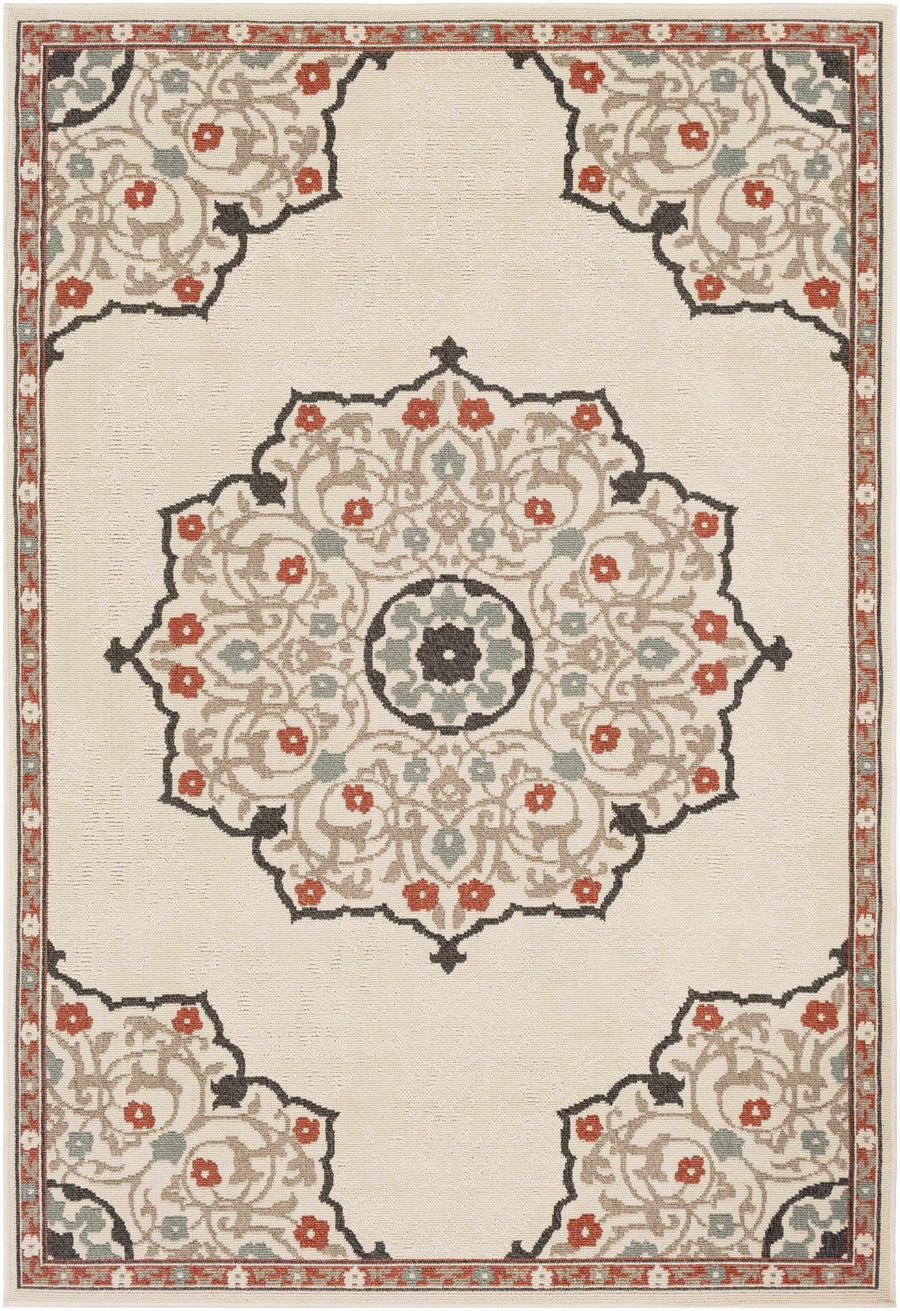 Dolomite Traditional Style Beige and Rust Outdoor Area Rug - The Rug Decor