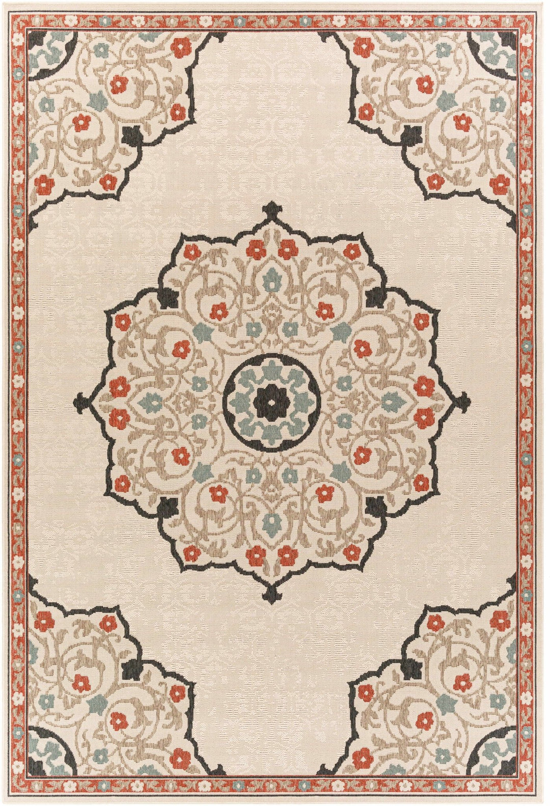 Dolomite Traditional Style Beige and Rust Outdoor Area Rug - The Rug Decor