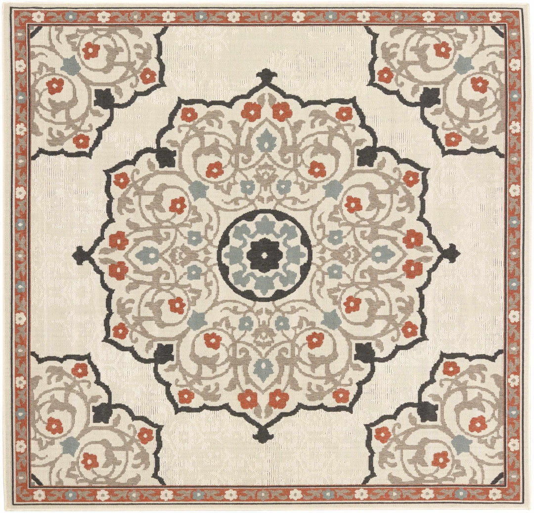 Dolomite Traditional Style Beige and Rust Outdoor Area Rug - The Rug Decor