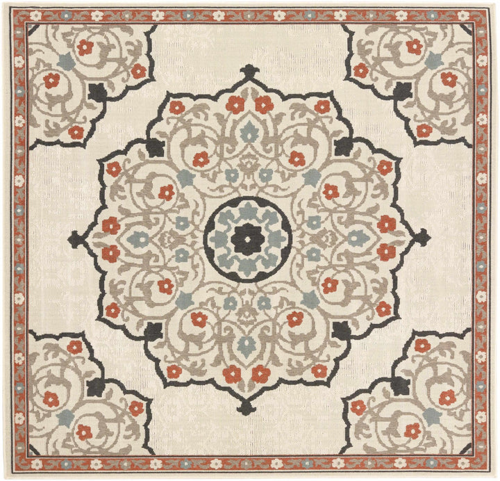 Dolomite Traditional Style Beige and Rust Outdoor Area Rug - The Rug Decor