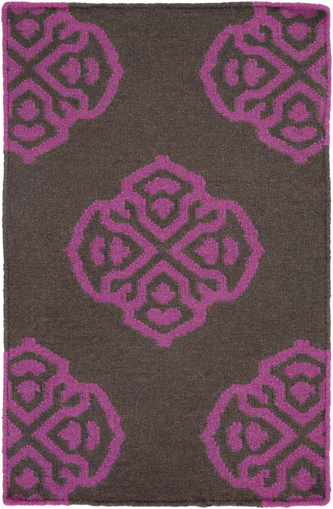 Doran Contemporary Style Brown And Pink Wool Area Rug