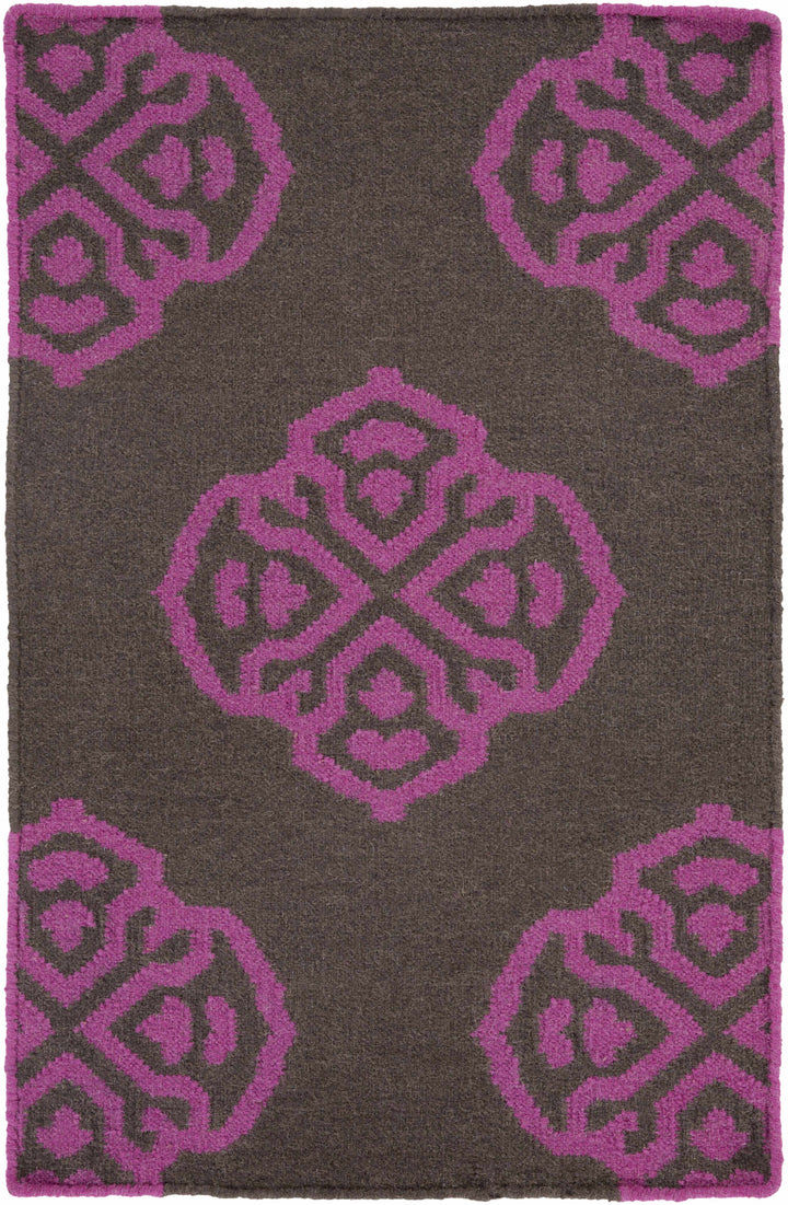 Doran Contemporary Style Brown And Pink Wool Area Rug