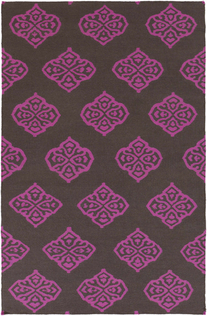 Doran Contemporary Style Brown And Pink Wool Area Rug