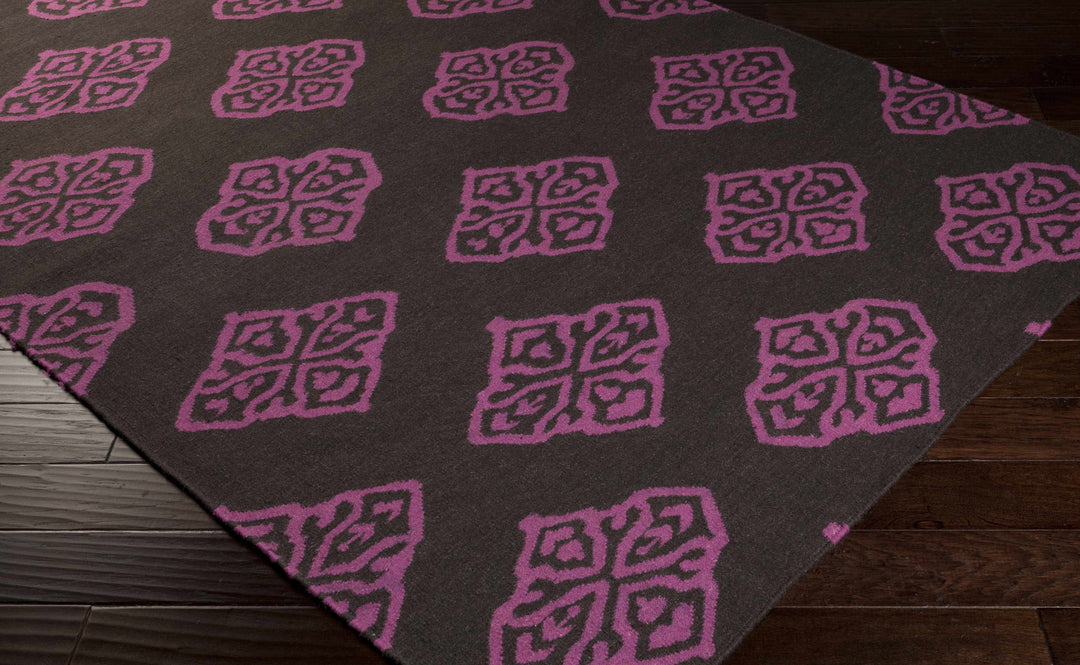 Doran Contemporary Style Brown And Pink Wool Area Rug