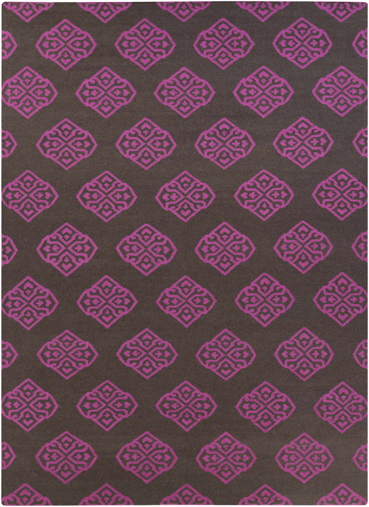 Doran Contemporary Style Brown And Pink Wool Area Rug