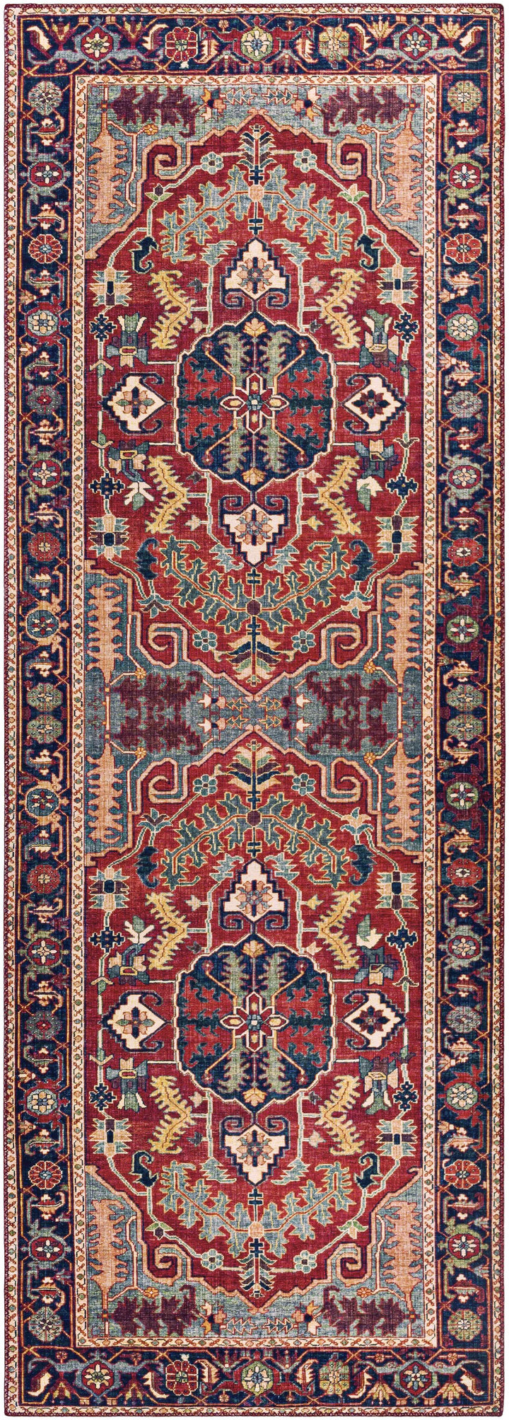 Dorcas Traditional Medallion Design Red And Blue Area Rug