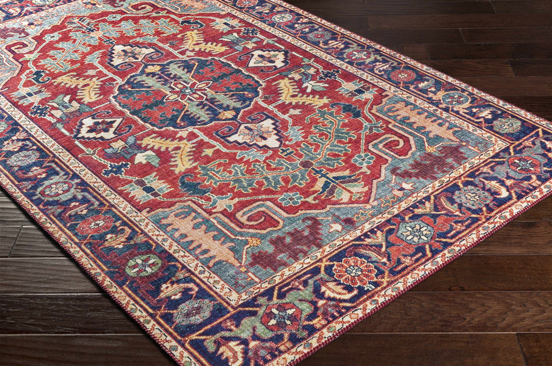 Dorcas Traditional Medallion Design Red And Blue Area Rug