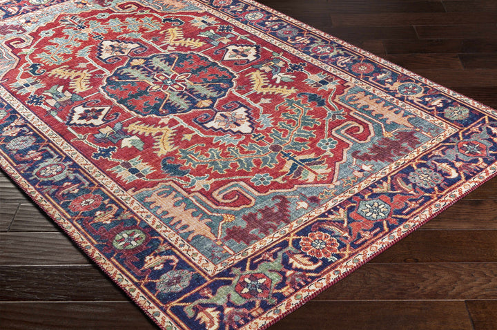 Dorcas Traditional Medallion Design Red And Blue Area Rug