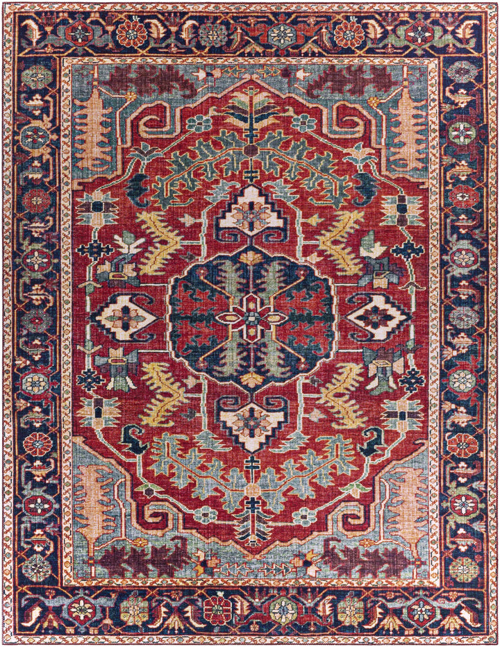 Dorcas Traditional Medallion Design Red And Blue Area Rug