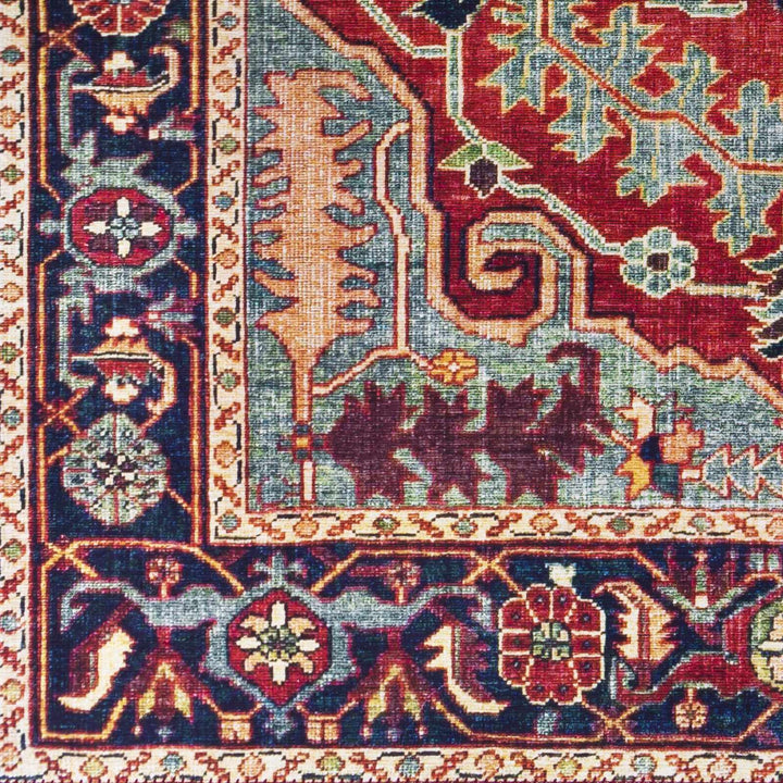 Dorcas Traditional Medallion Design Red And Blue Area Rug