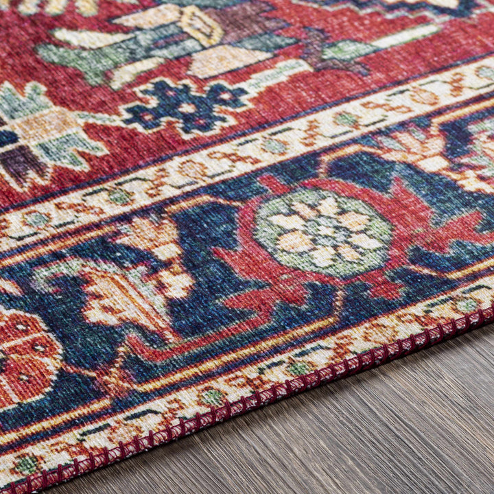 Dorcas Traditional Medallion Design Red And Blue Area Rug