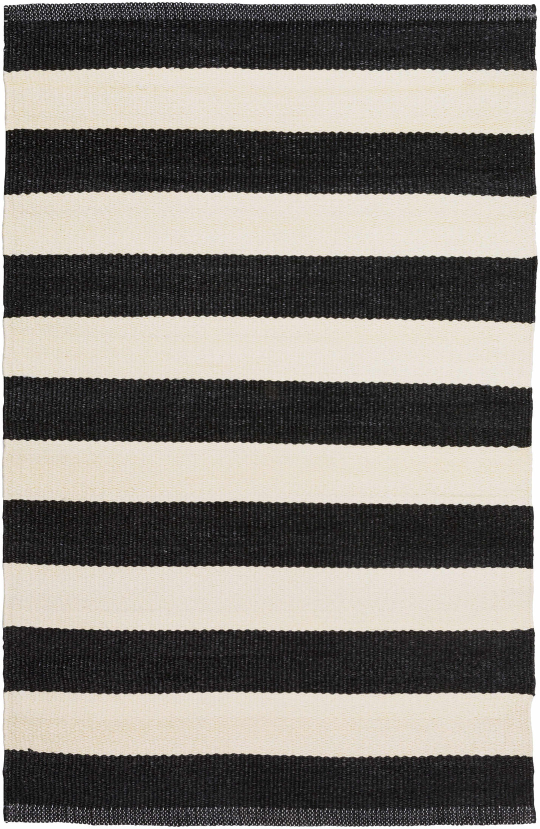 Douds Modern Stripe Design Black And Ivory Area Rug