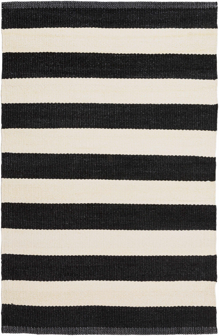 Douds Modern Stripe Design Black And Ivory Area Rug