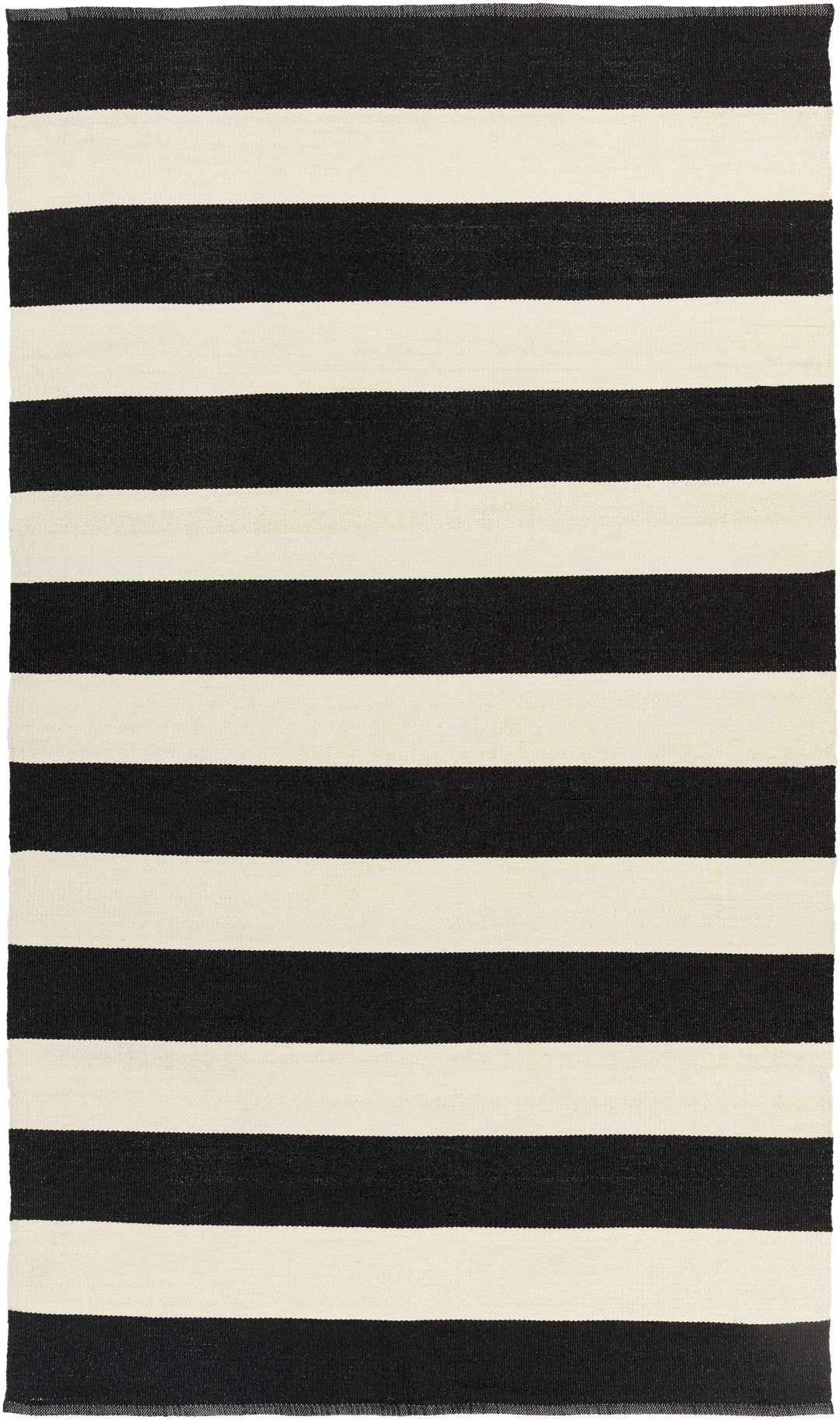 Douds Modern Stripe Design Black And Ivory Area Rug
