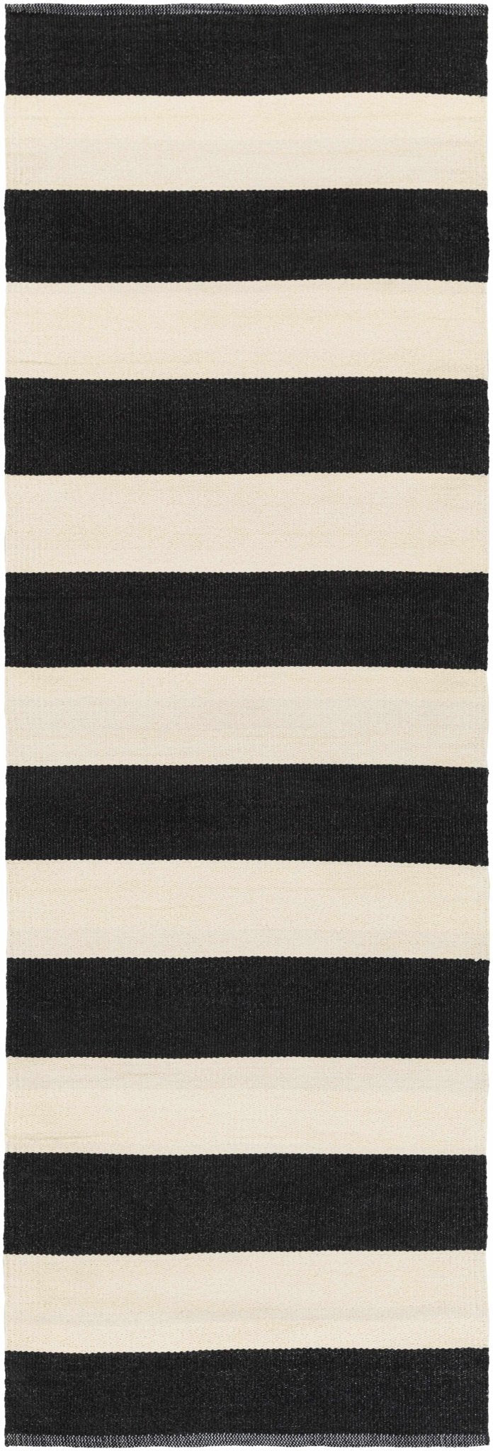 Douds Modern Stripe Design Black And Ivory Area Rug - The Rug Decor