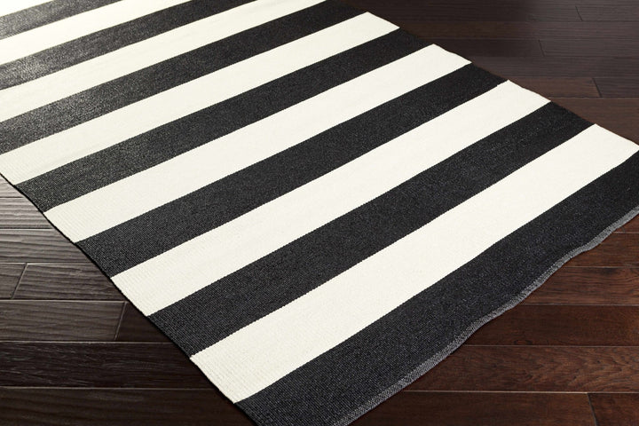Douds Modern Stripe Design Black And Ivory Area Rug - The Rug Decor