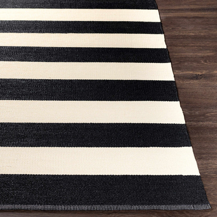 Douds Modern Stripe Design Black And Ivory Area Rug - The Rug Decor