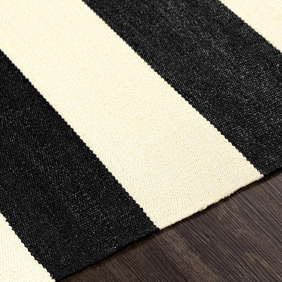 Douds Modern Stripe Design Black And Ivory Area Rug - The Rug Decor
