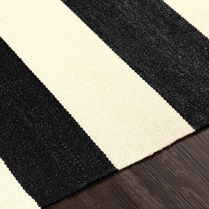 Douds Modern Stripe Design Black And Ivory Area Rug - The Rug Decor