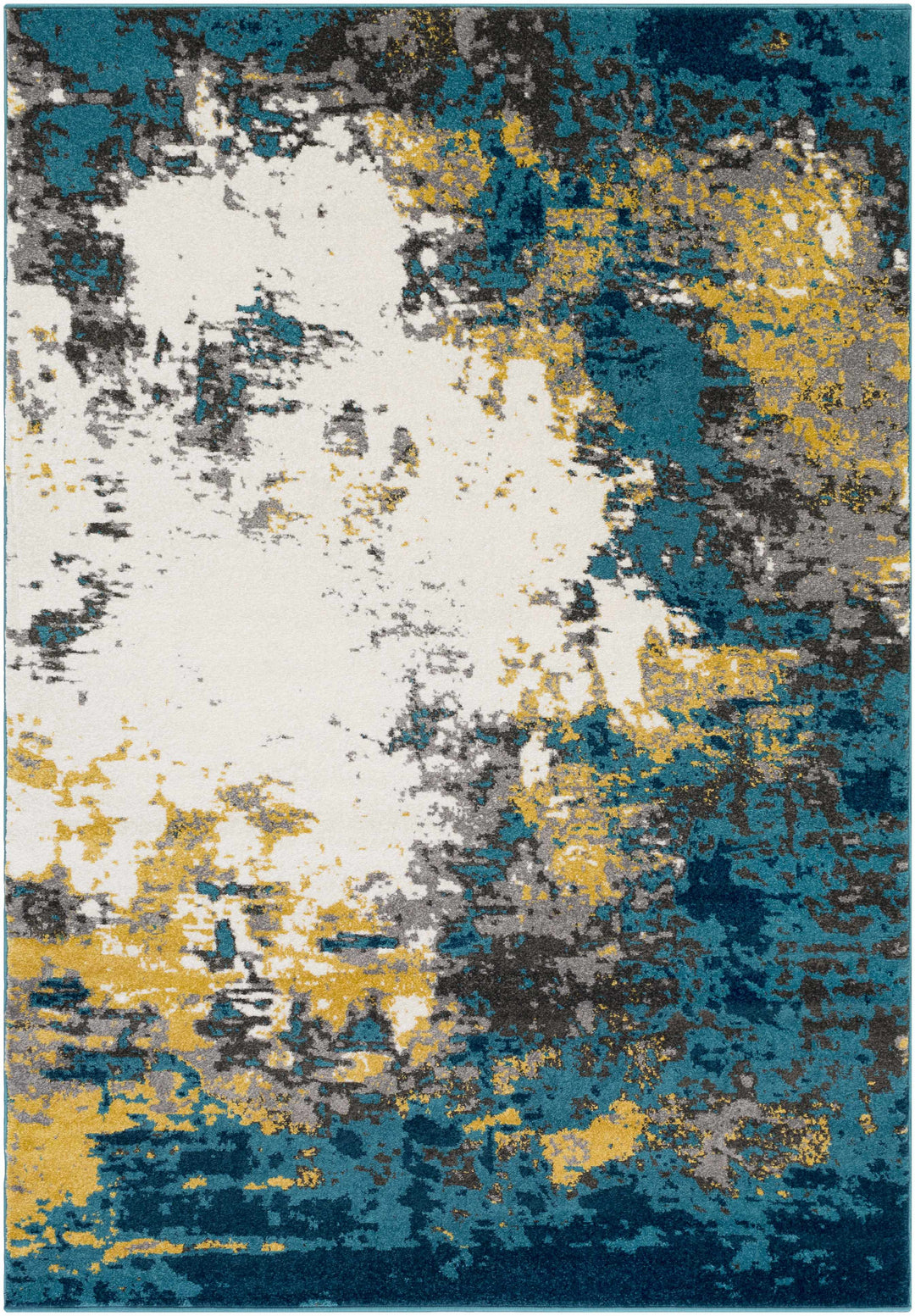 Dover Modern Abstract Design Teal And ivory Area Rug