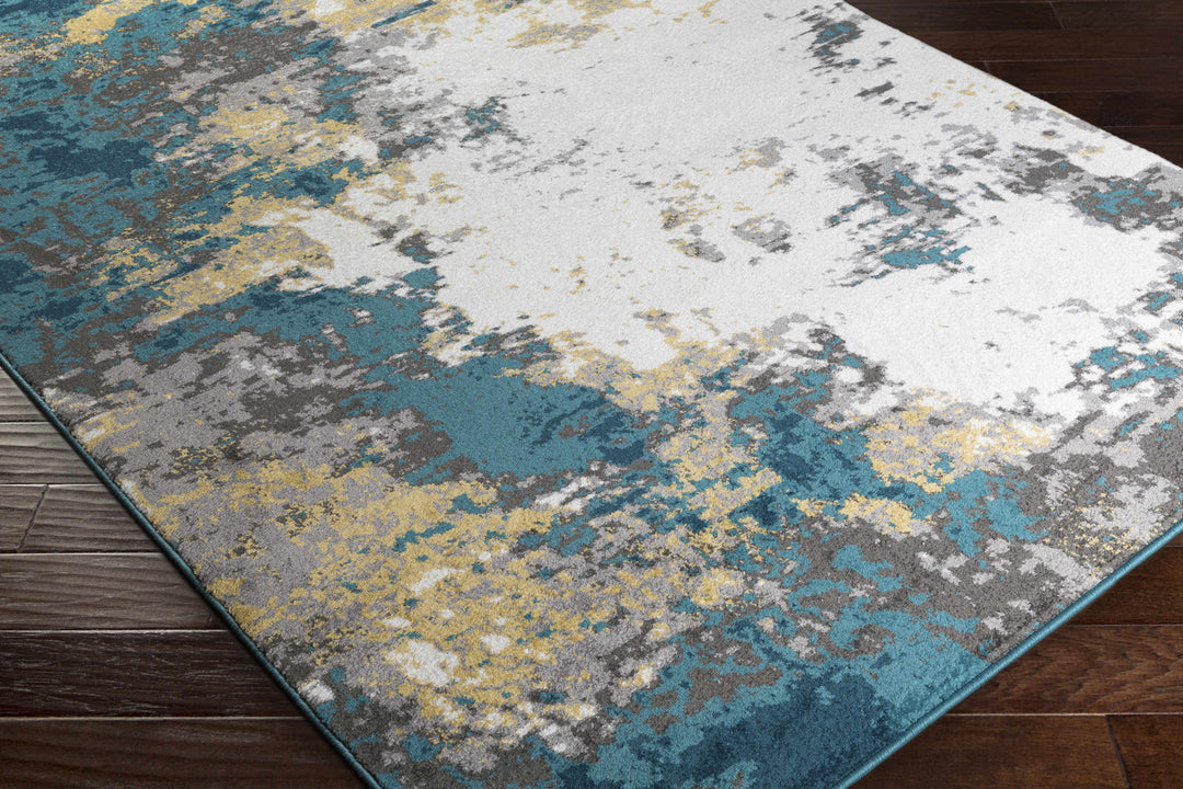 Dover Modern Abstract Design Teal And ivory Area Rug