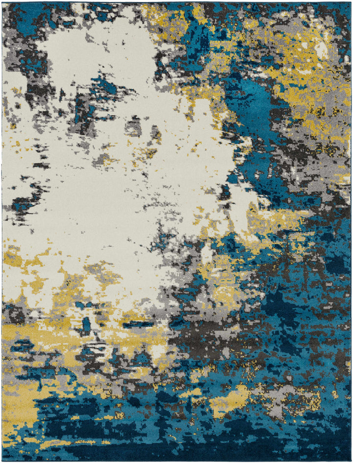 Dover Modern Abstract Design Teal And ivory Area Rug
