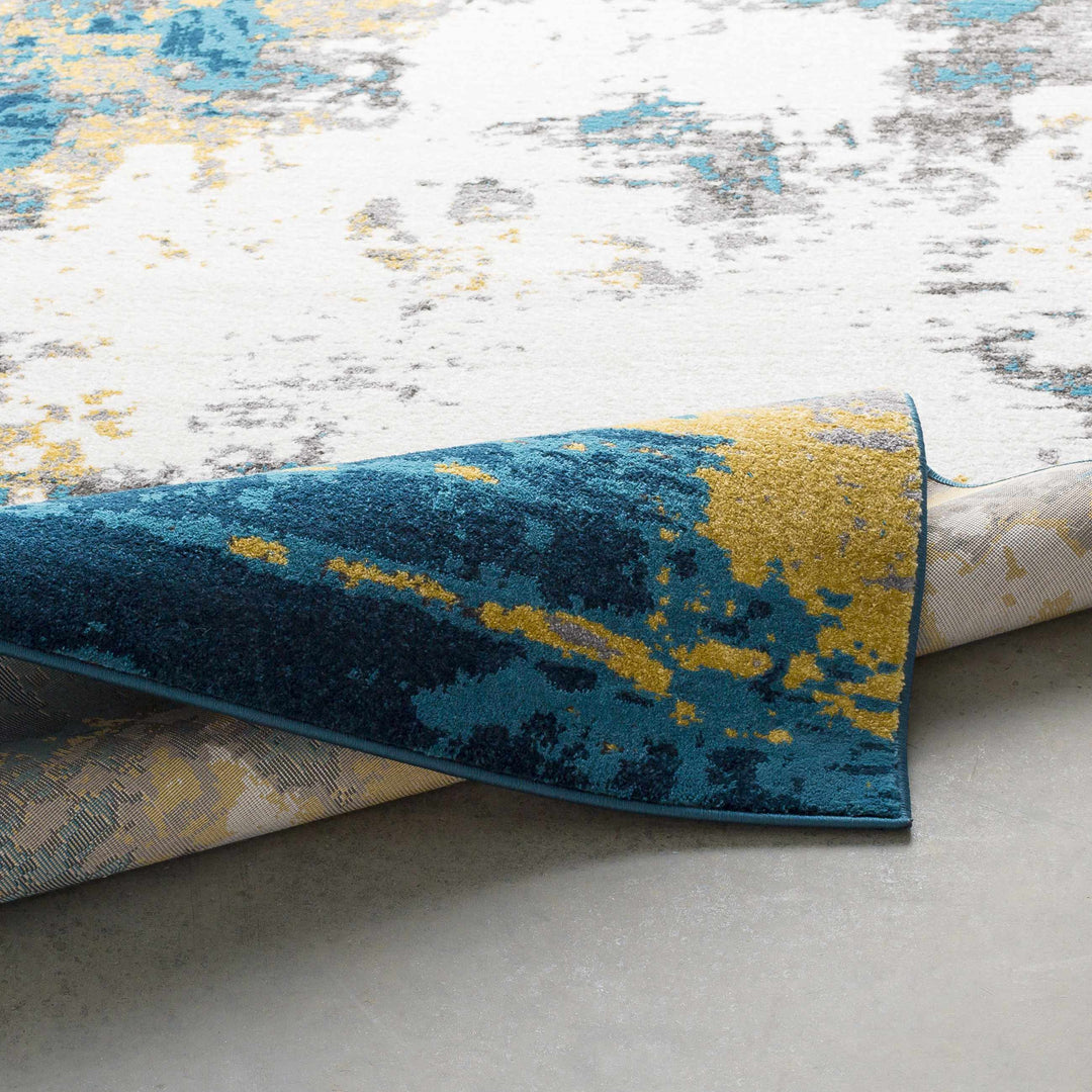 Dover Modern Abstract Design Teal And ivory Area Rug