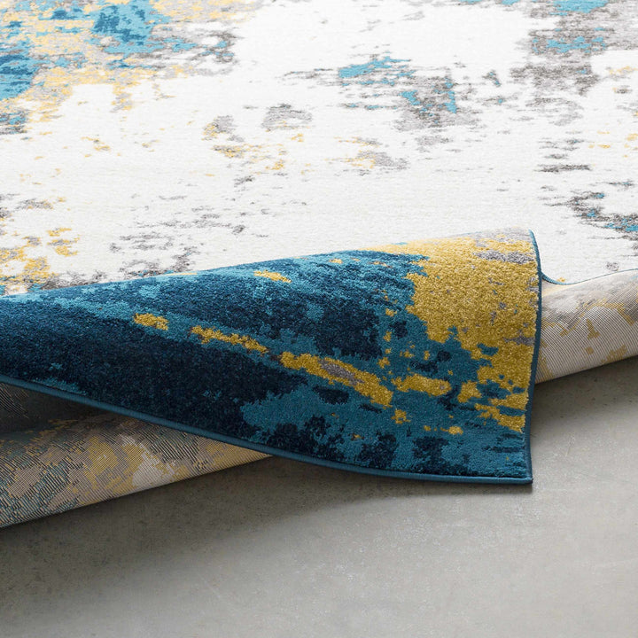 Dover Modern Abstract Design Teal And ivory Area Rug