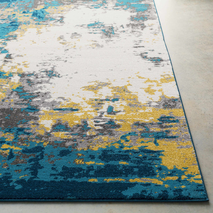 Dover Modern Abstract Design Teal And ivory Area Rug