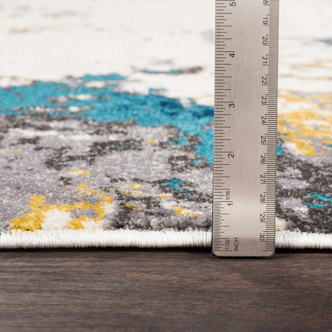Dover Modern Abstract Design Teal And ivory Area Rug