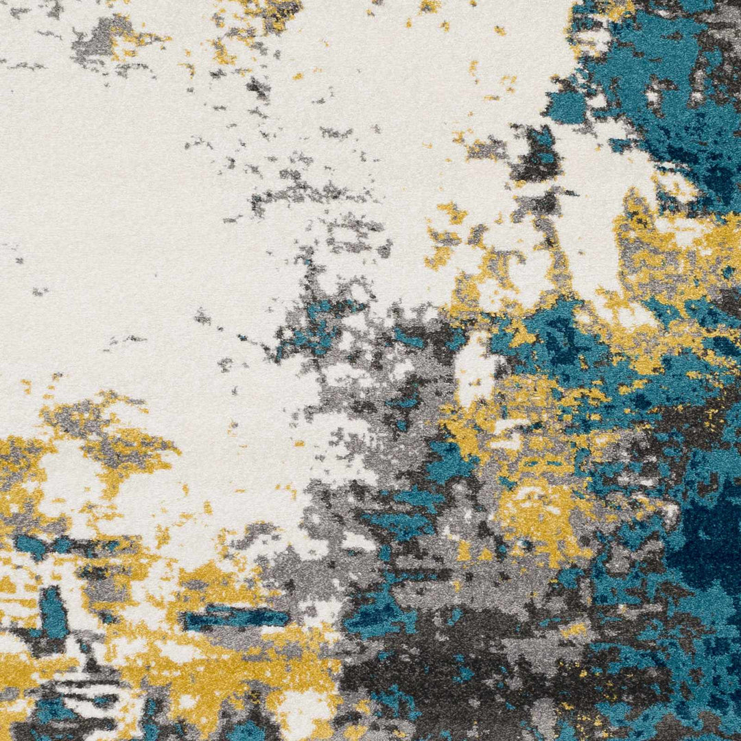 Dover Modern Abstract Design Teal And ivory Area Rug