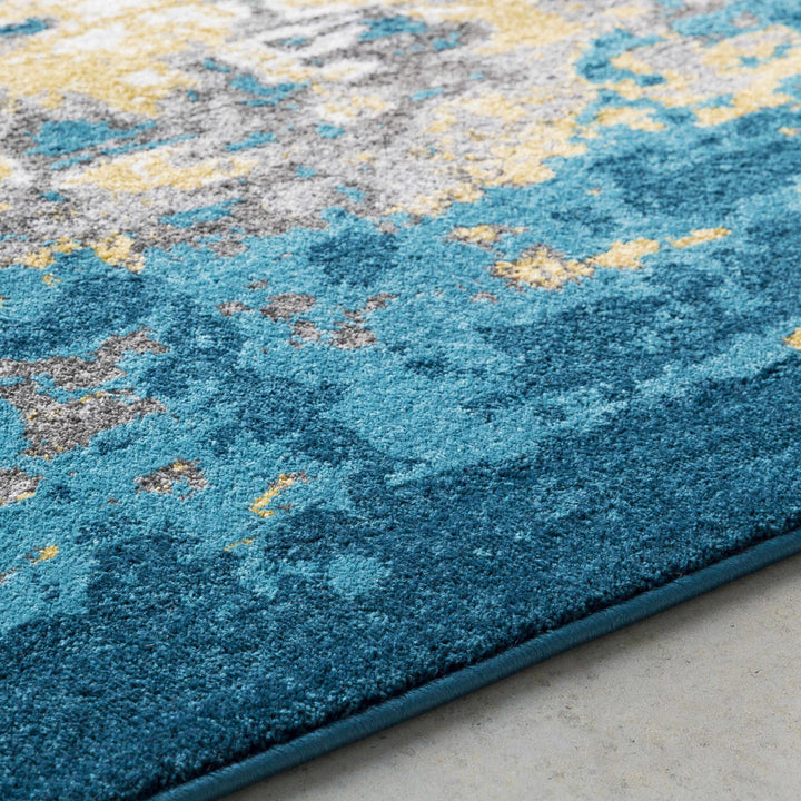 Dover Modern Abstract Design Teal And ivory Area Rug