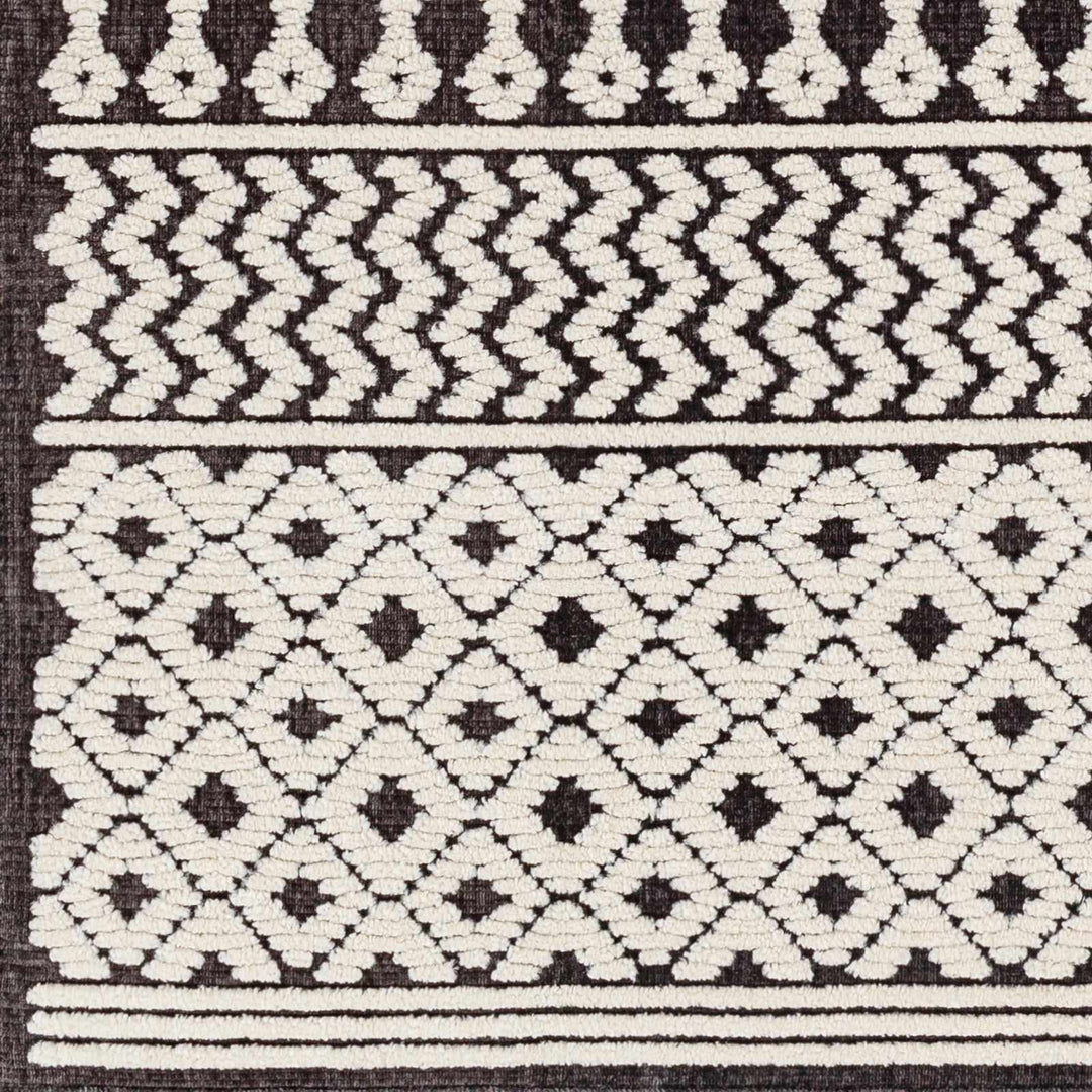 Drago Contemporary Charcoal And White Washable Rug - The Rug Decor