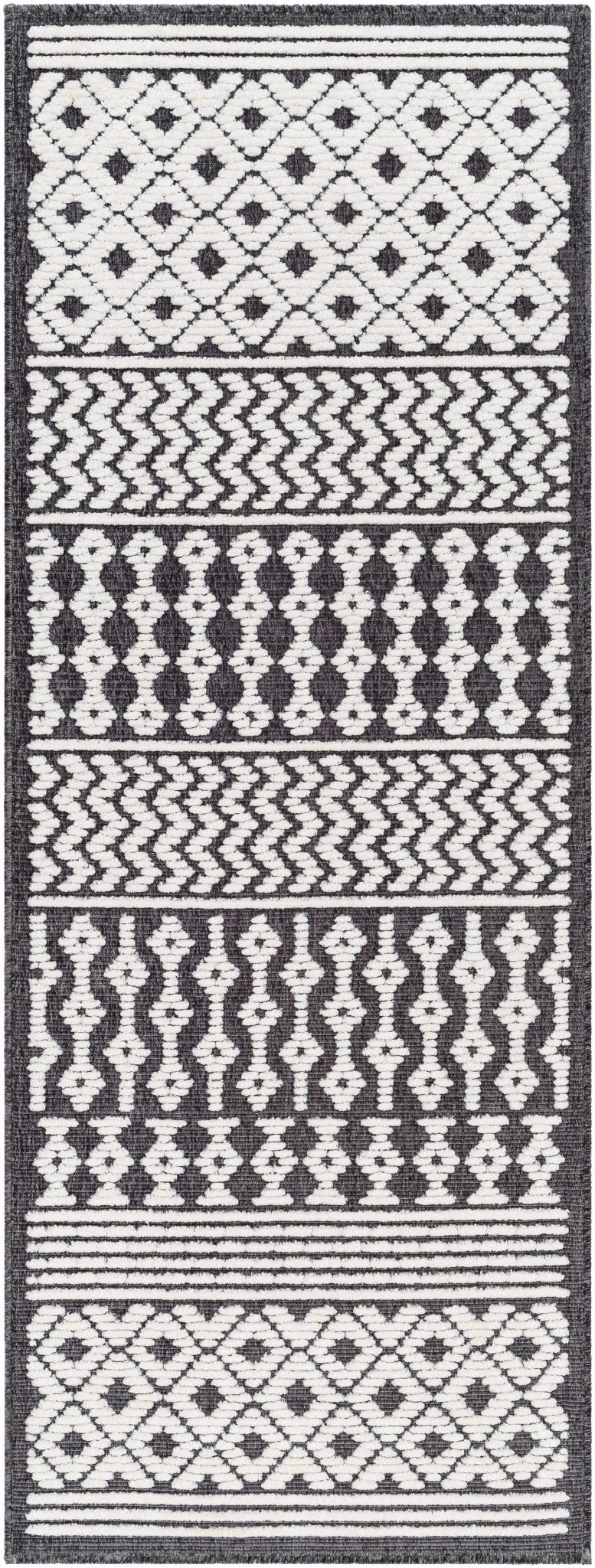 Drago Contemporary Charcoal And White Washable Rug - The Rug Decor