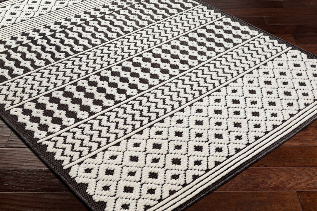 Drago Contemporary Charcoal And White Washable Rug - The Rug Decor
