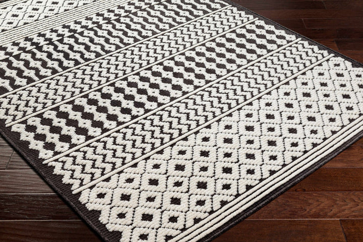 Drago Contemporary Charcoal And White Washable Rug - The Rug Decor