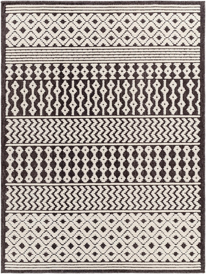 Drago Contemporary Charcoal And White Washable Rug - The Rug Decor