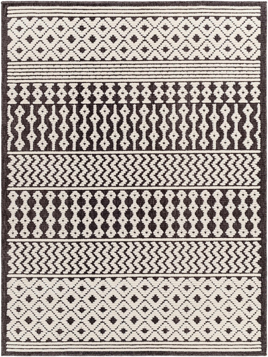 Drago Contemporary Charcoal And White Washable Rug - The Rug Decor