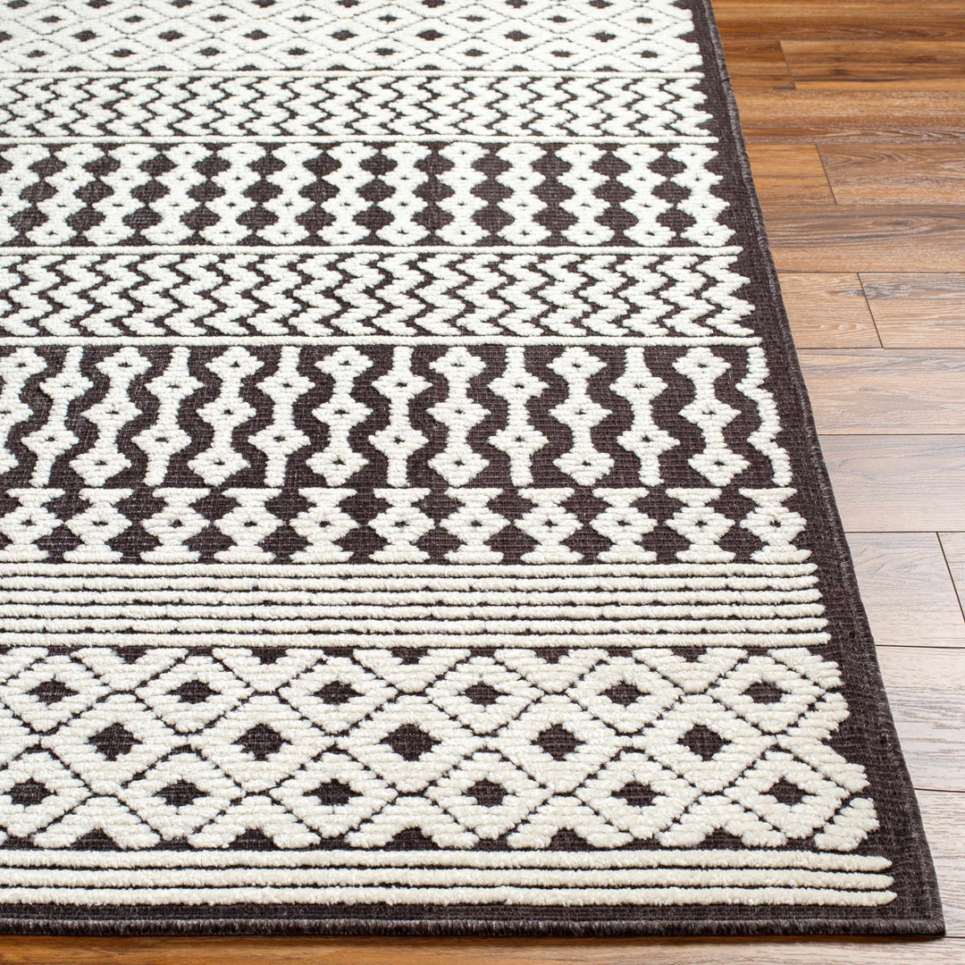 Drago Contemporary Charcoal And White Washable Rug - The Rug Decor