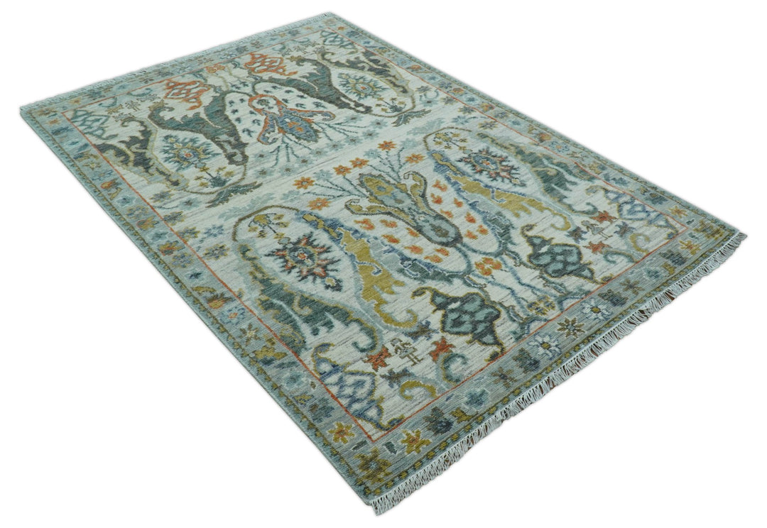 Dragon Custom Made Traditional Design Gray And Ivory Hand Knotted Wool Rug - The Rug Decor