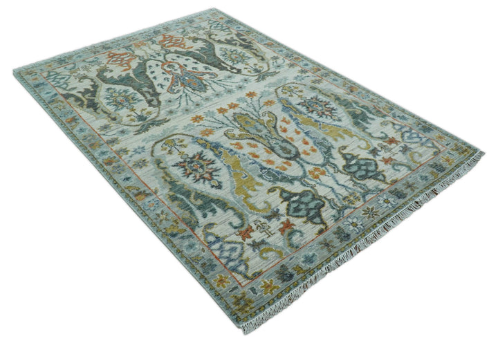 Dragon Custom Made Traditional Design Gray And Ivory Hand Knotted Wool Rug - The Rug Decor