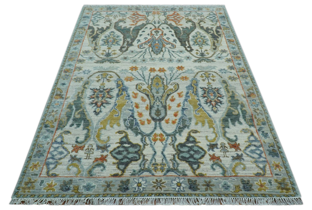 Dragon Custom Made Traditional Design Gray And Ivory Hand Knotted Wool Rug - The Rug Decor