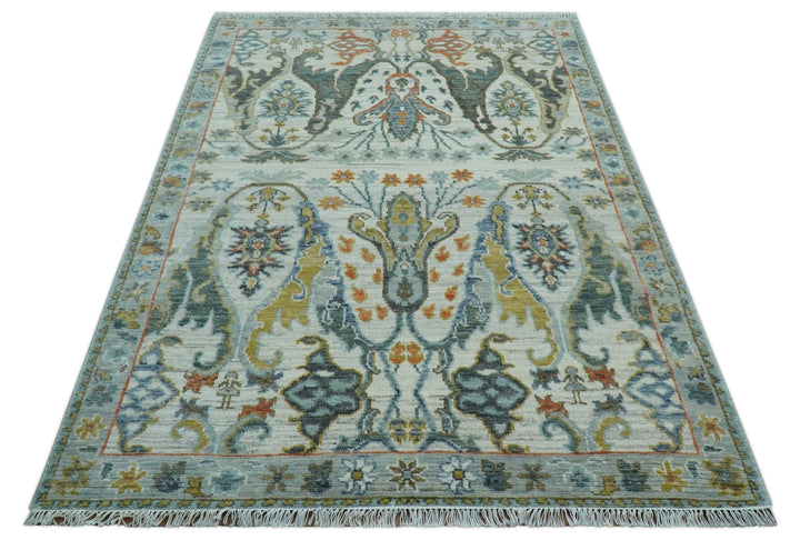 Dragon Custom Made Traditional Design Gray And Ivory Hand Knotted Wool Rug - The Rug Decor